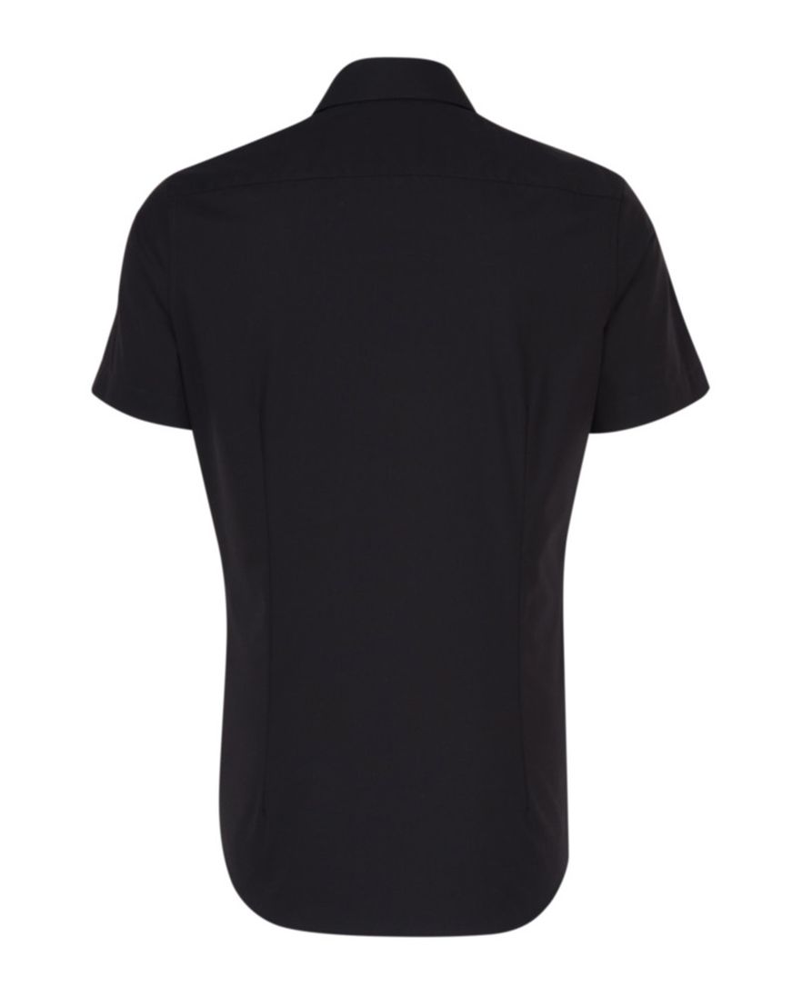 Seidensticker overhemd korte mouw Shaped zwart effen katoen