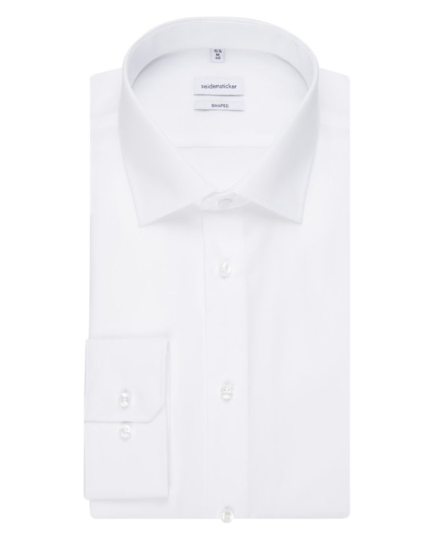 Seidensticker overhemd mouwlengte 7 Shaped wit effen katoen