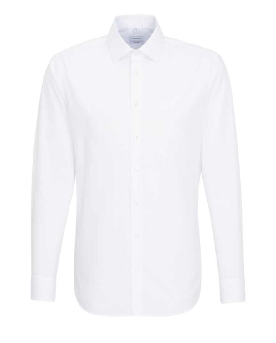 Seidensticker overhemd mouwlengte 7 Shaped wit effen katoen