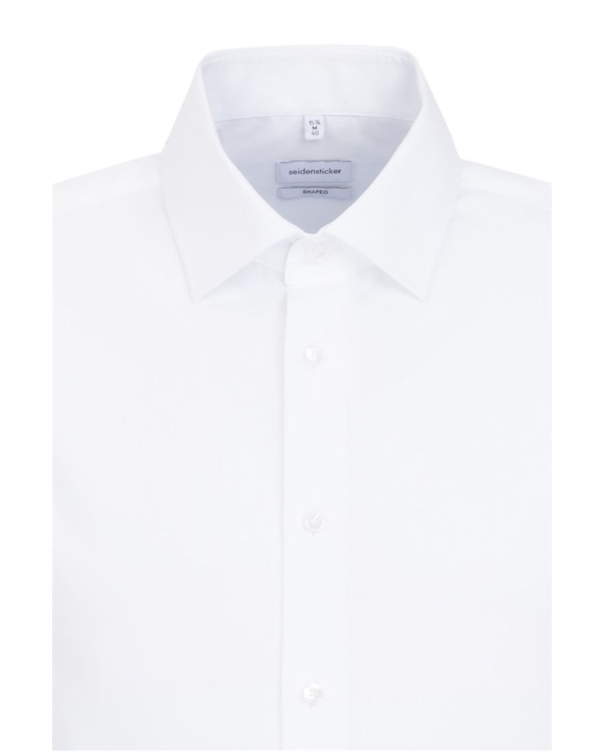 Seidensticker overhemd mouwlengte 7 Shaped wit effen katoen