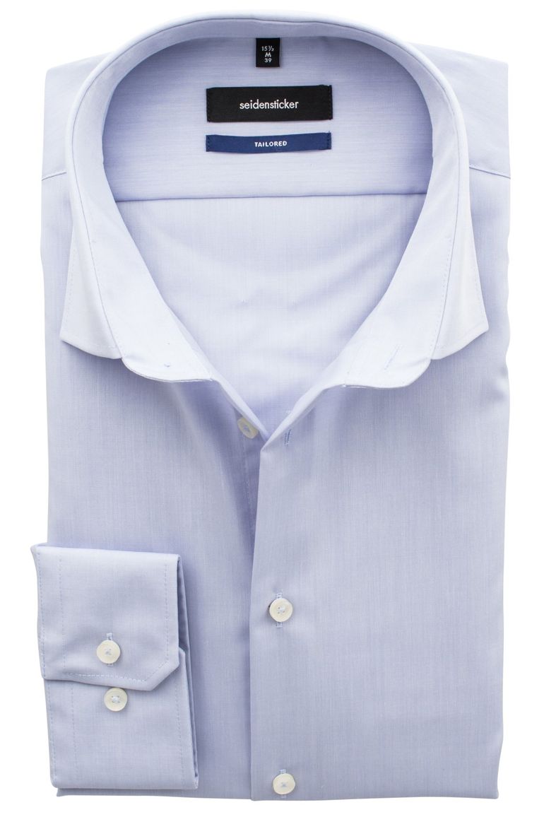 overhemd mouwlengte 7 Seidensticker lichtblauw effen katoen slim fit