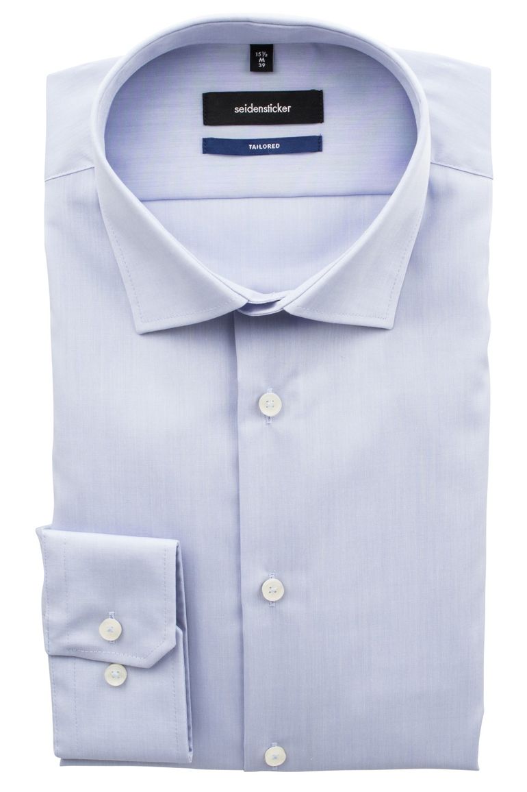 overhemd mouwlengte 7 Seidensticker lichtblauw effen katoen slim fit