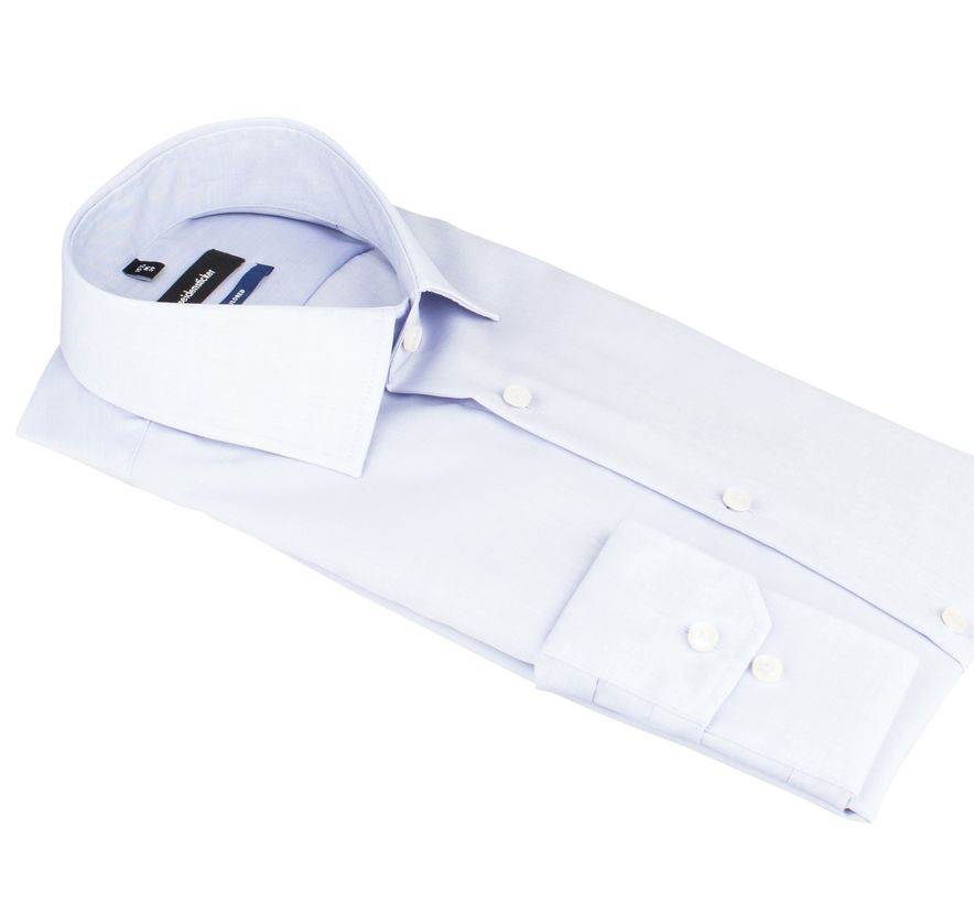 overhemd mouwlengte 7 Seidensticker lichtblauw effen katoen slim fit