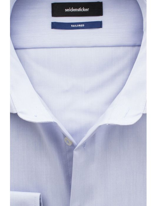 overhemd mouwlengte 7 Seidensticker lichtblauw effen katoen slim fit