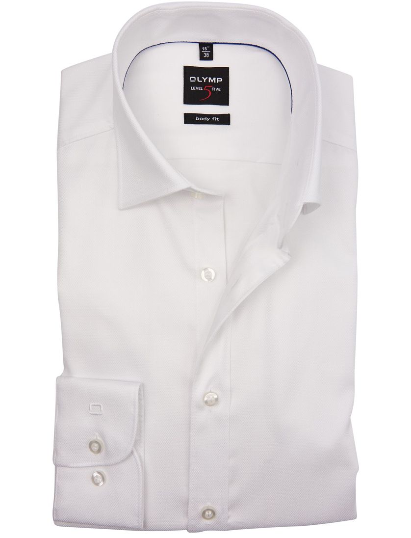OLYMP Level Five overhemd wit structuur