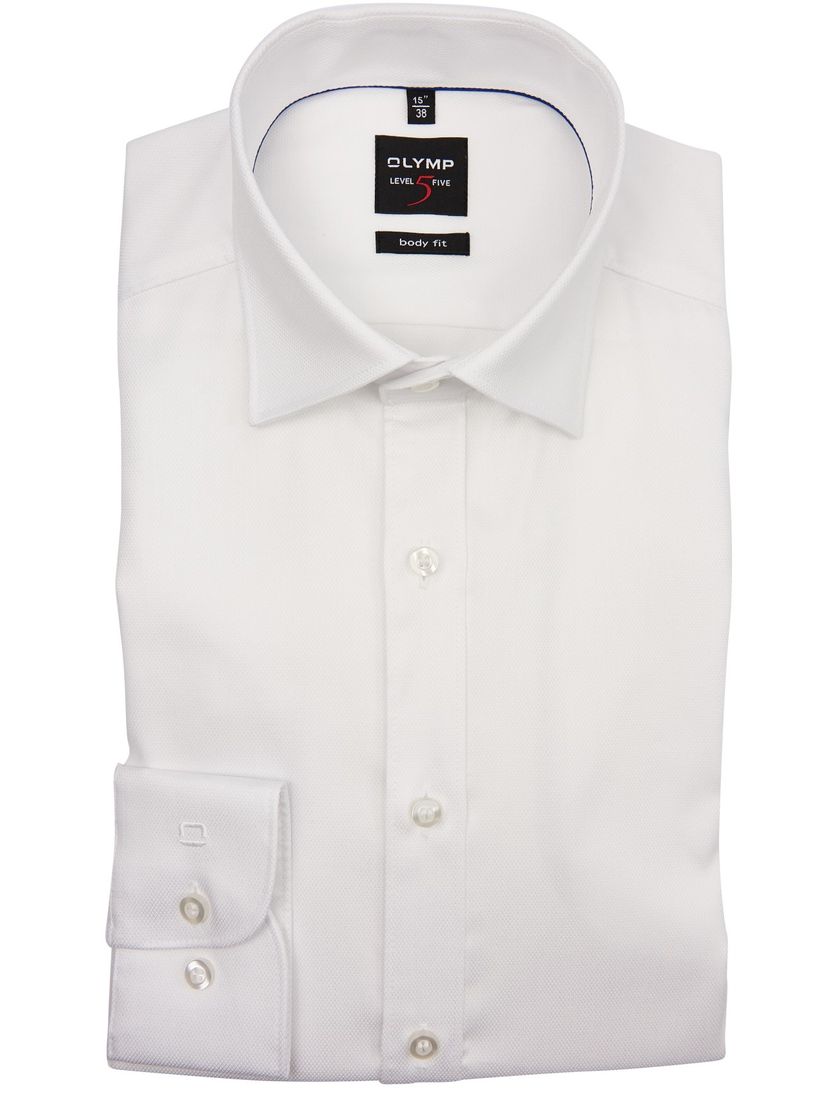 OLYMP Level Five overhemd wit structuur