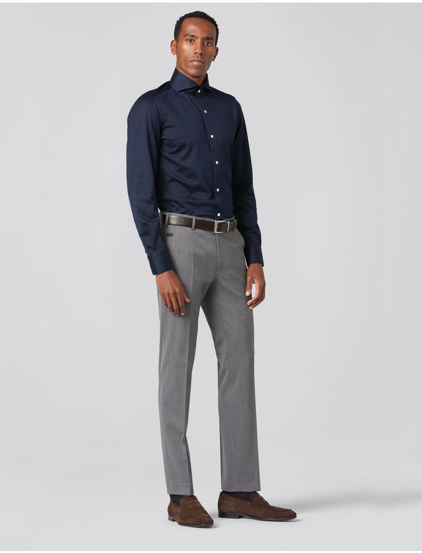 wollen Meyer pantalon Bonn grijs effen katoen