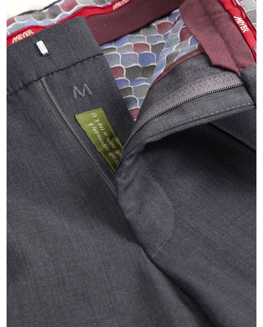 Meyer wollen pantalon Bonn grijs effen