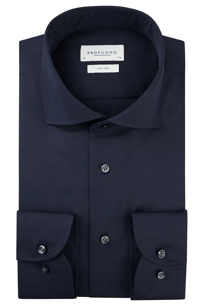 Profuomo strijkvrij overhemd donkerblauw slim fit