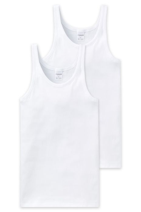 5=4 Schiesser Essentials Feinripp singlet wit 2-pack katoen