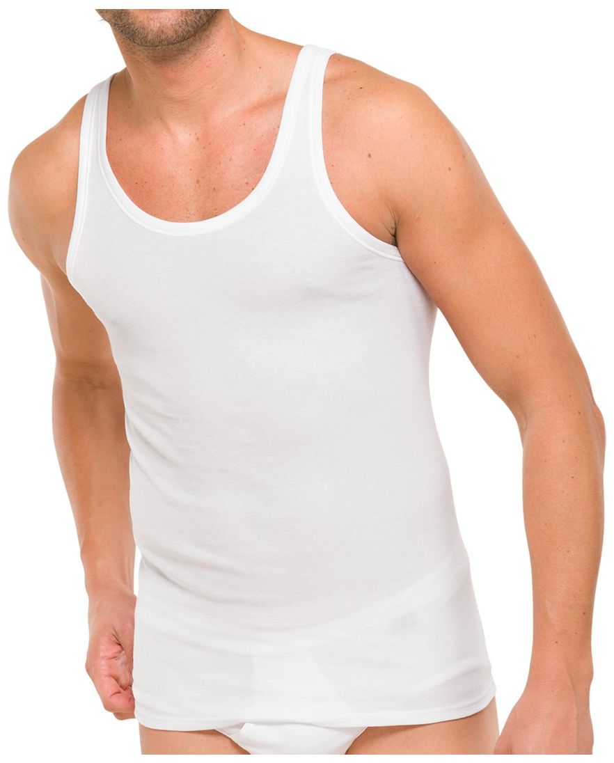 5=4 Schiesser Essentials Feinripp singlet wit 2-pack katoen