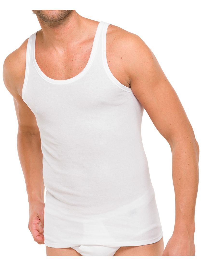 5=4 Schiesser Essentials Feinripp singlet wit 2-pack