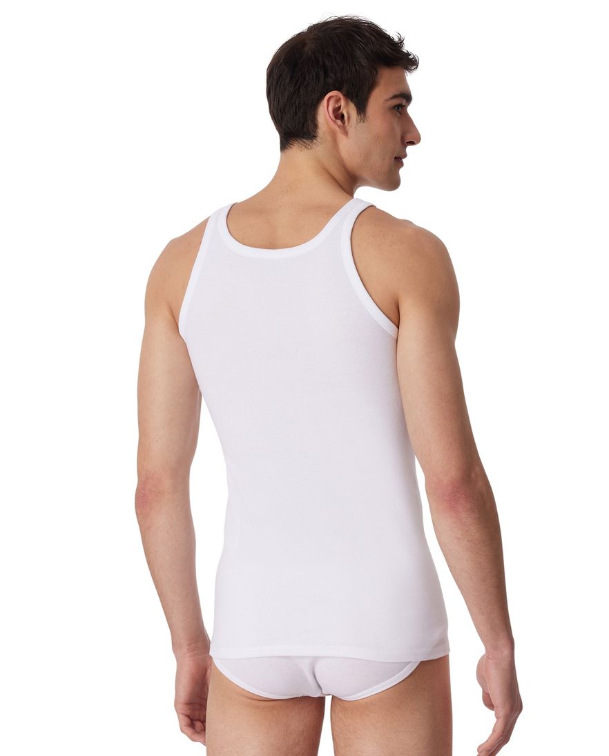 5=4 Schiesser Essentials Feinripp singlet wit 2-pack katoen
