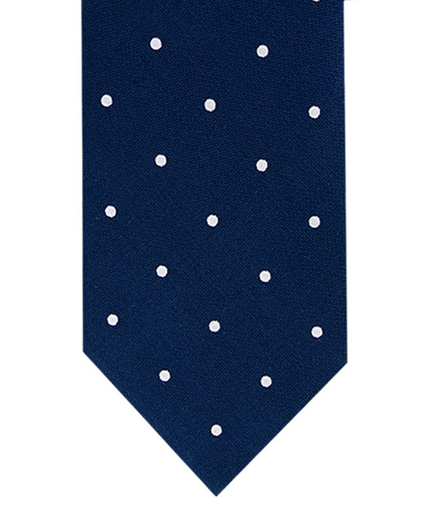 Profuomo zijde stropdas navy polkadot