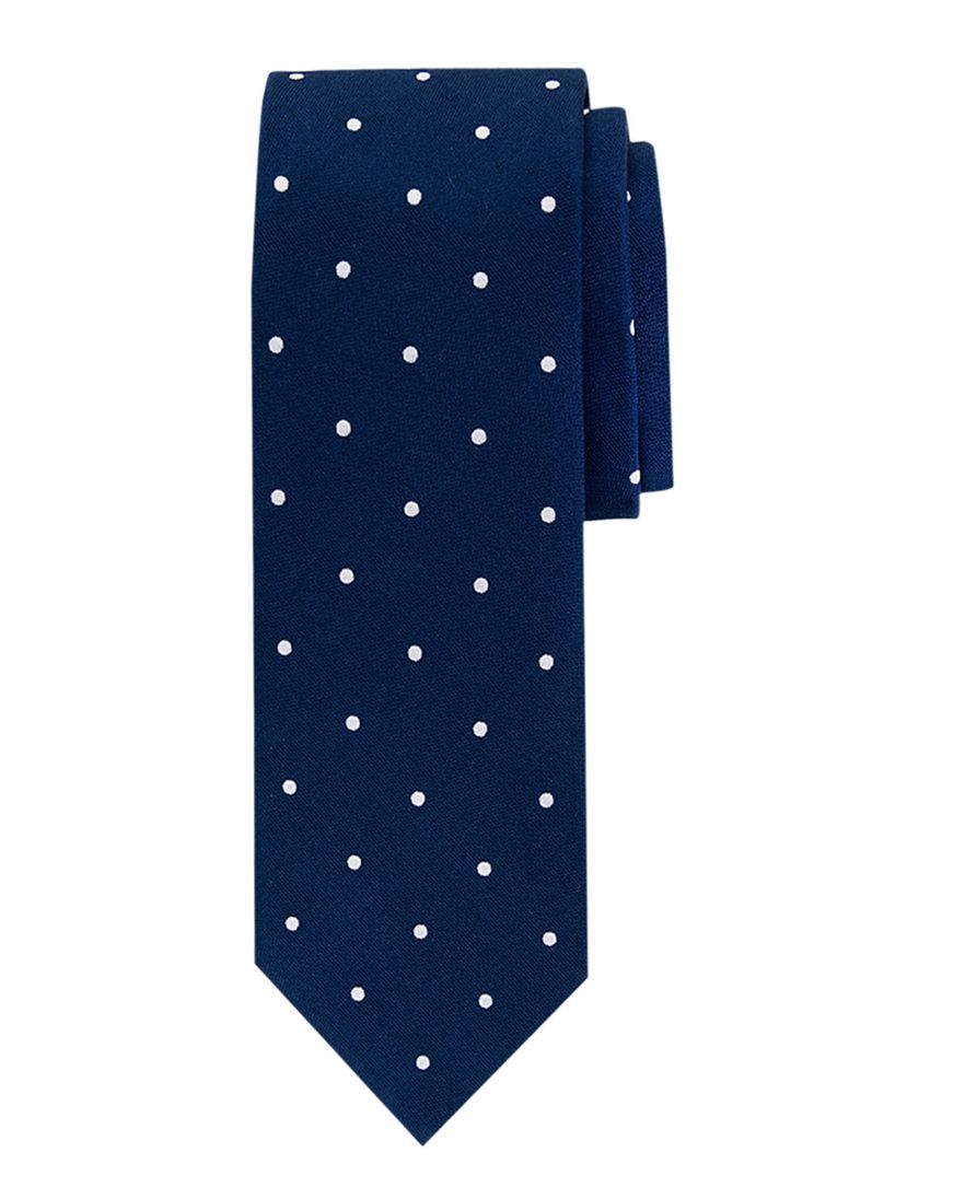 Profuomo zijde stropdas navy polkadot