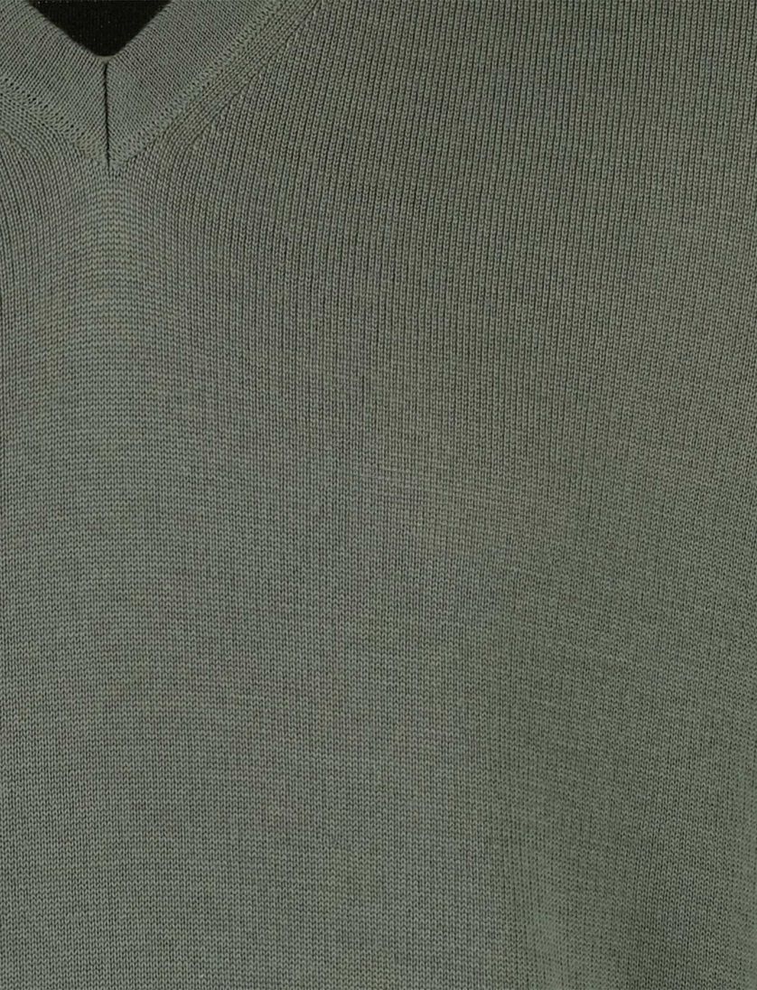 Trui groen v-hals Maerz lamswol normale fit