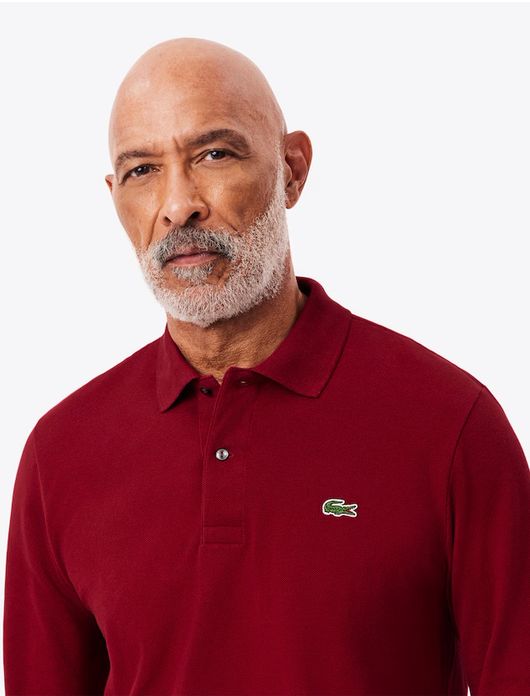 polo Lacoste rood effen katoen wijde fit