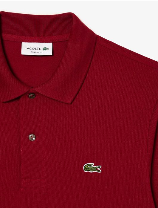 polo Lacoste rood effen katoen wijde fit