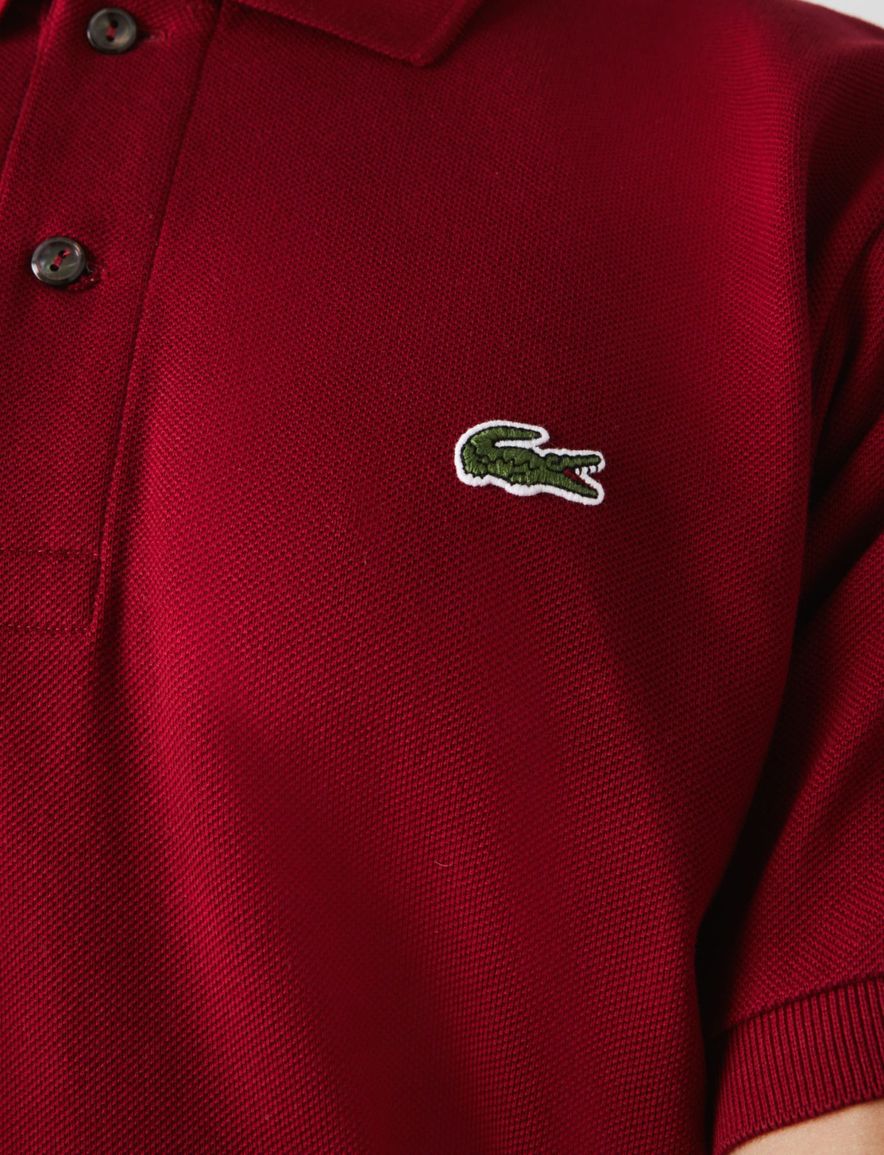 polo Lacoste rood effen katoen wijde fit