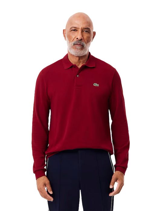 polo Lacoste rood effen katoen wijde fit