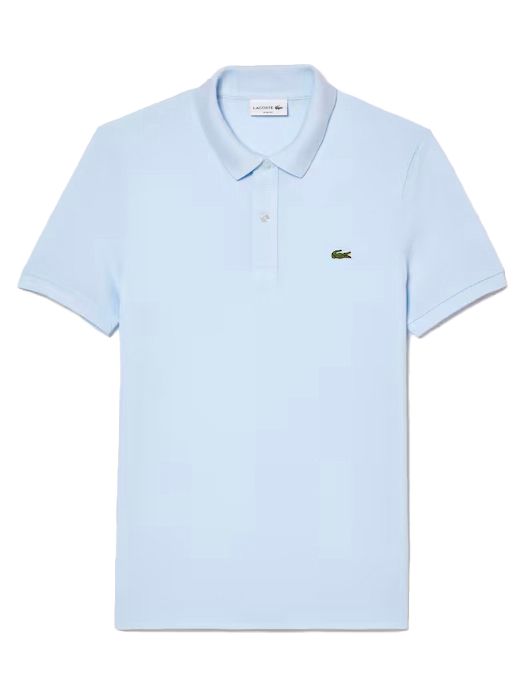 polo Lacoste lichtblauw effen katoen wijde fit