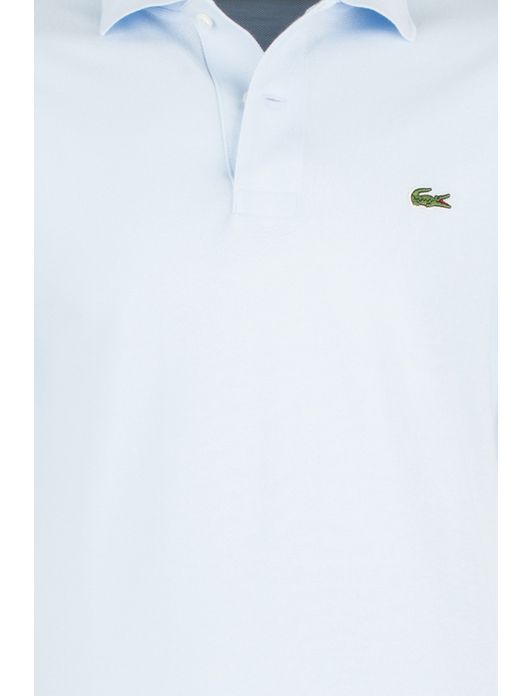 polo Lacoste lichtblauw effen katoen wijde fit