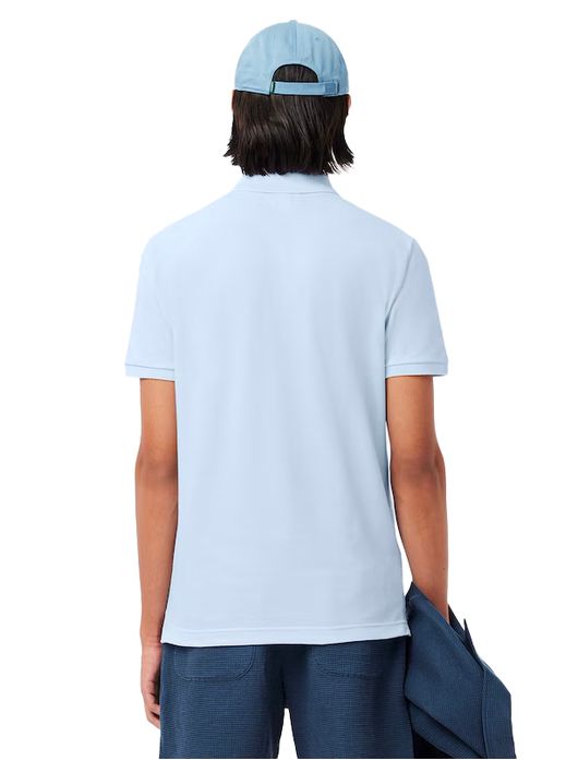 polo Lacoste lichtblauw effen katoen wijde fit