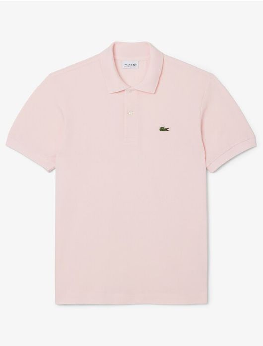 polo Lacoste roze effen katoen wijde fit