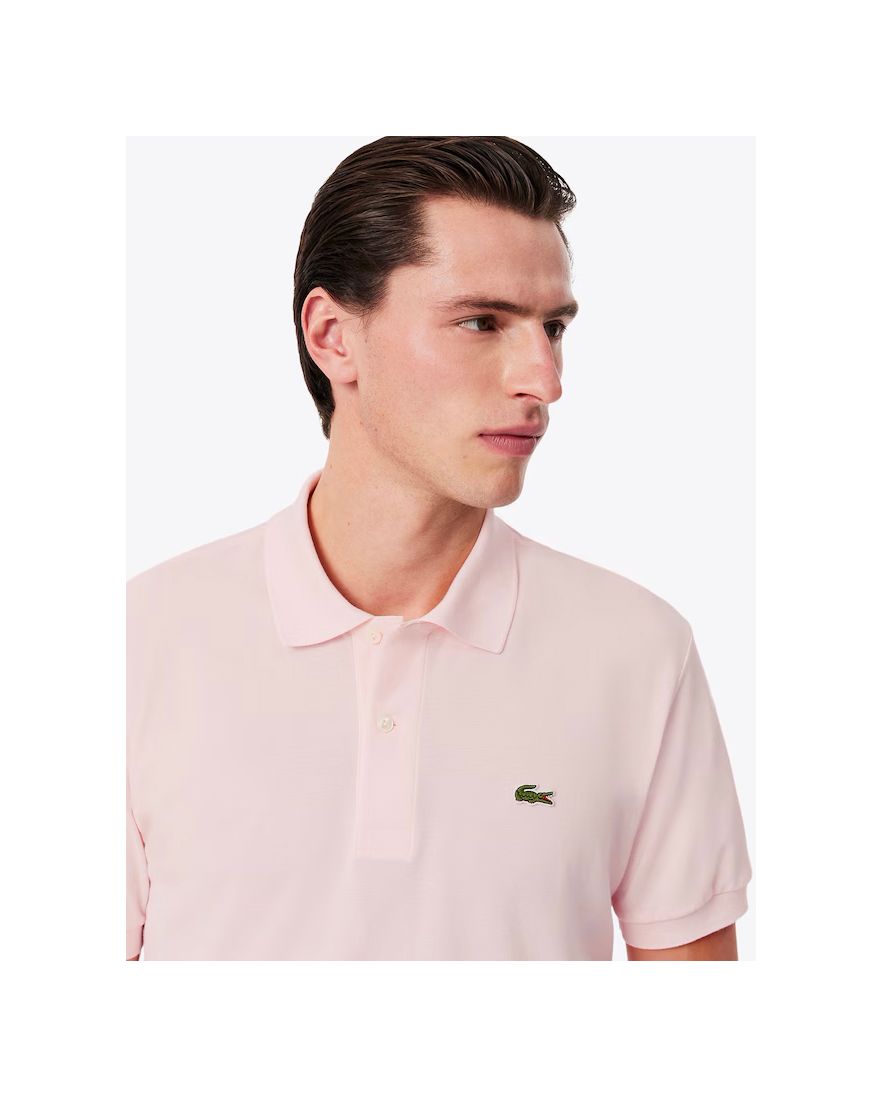 Lacoste polo wijde fit roze effen katoen
