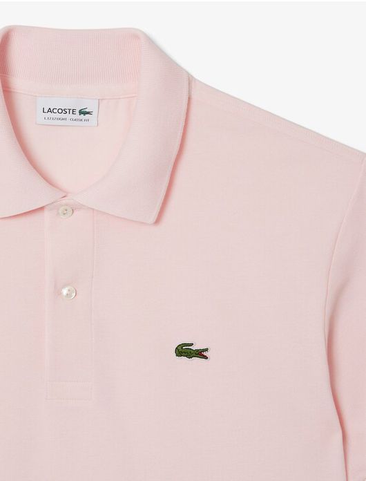 polo Lacoste roze effen katoen wijde fit
