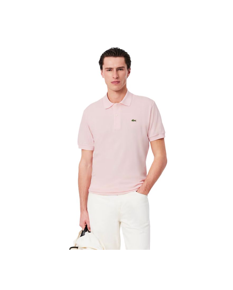 Lacoste polo wijde fit roze effen katoen