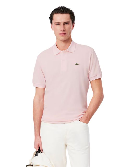 polo Lacoste roze effen katoen wijde fit