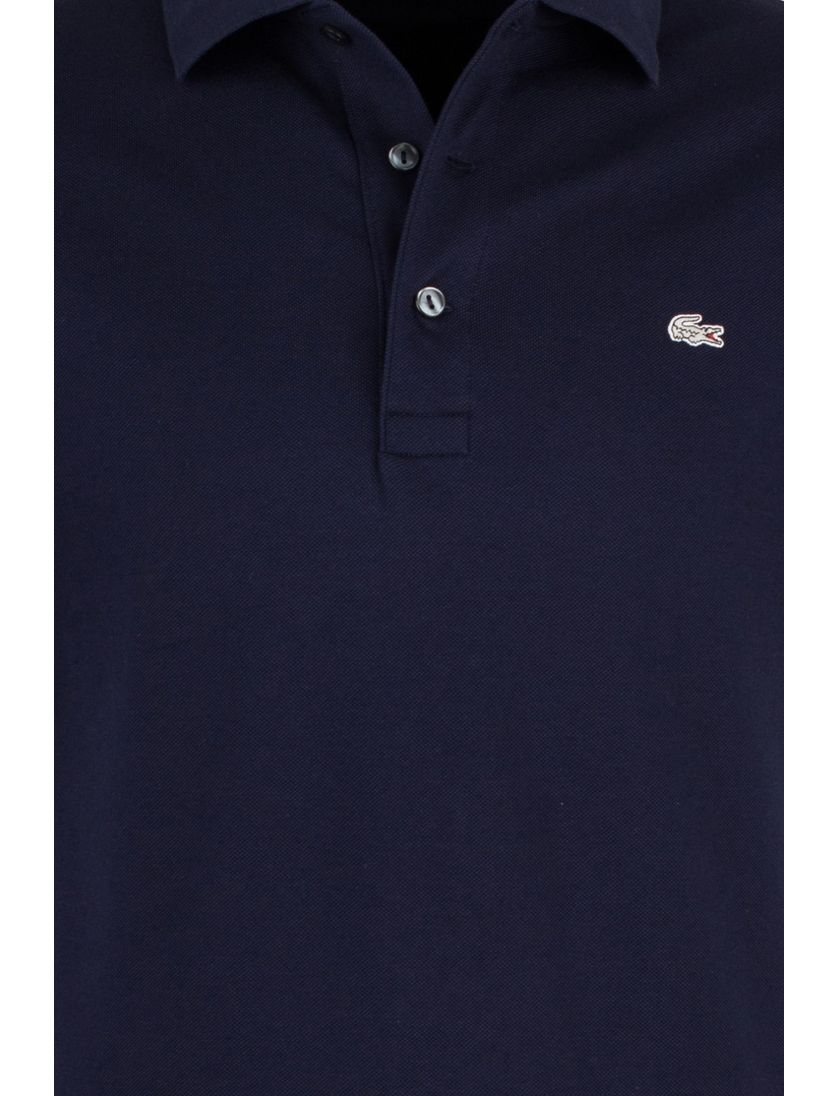 Lacoste polo donkerblauw effen katoen slim fit