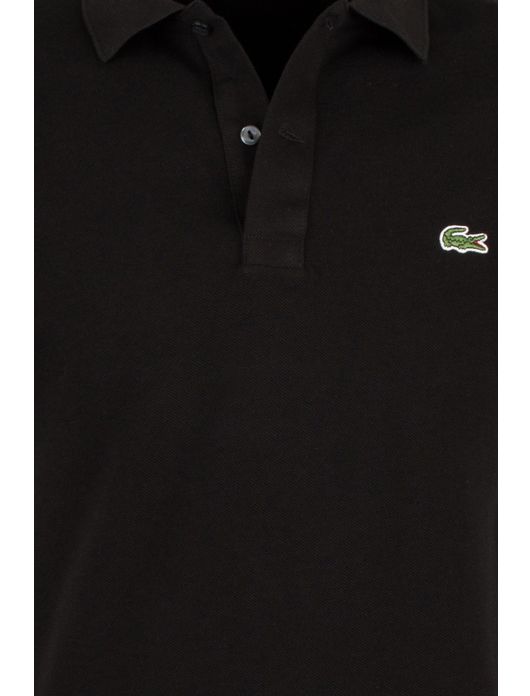polo Lacoste zwart effen katoen slim fit