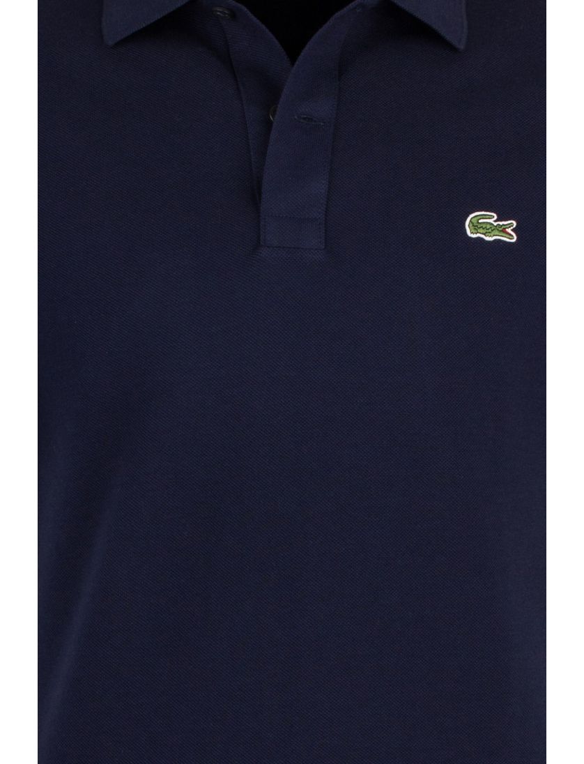 Lacoste poloshirt donkerblauw effen 100% katoen slim fit