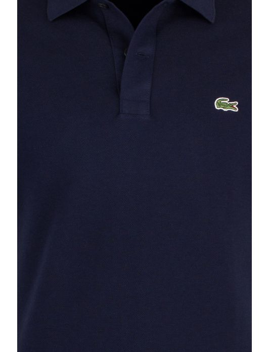 polo Lacoste donkerblauw effen katoen slim fit