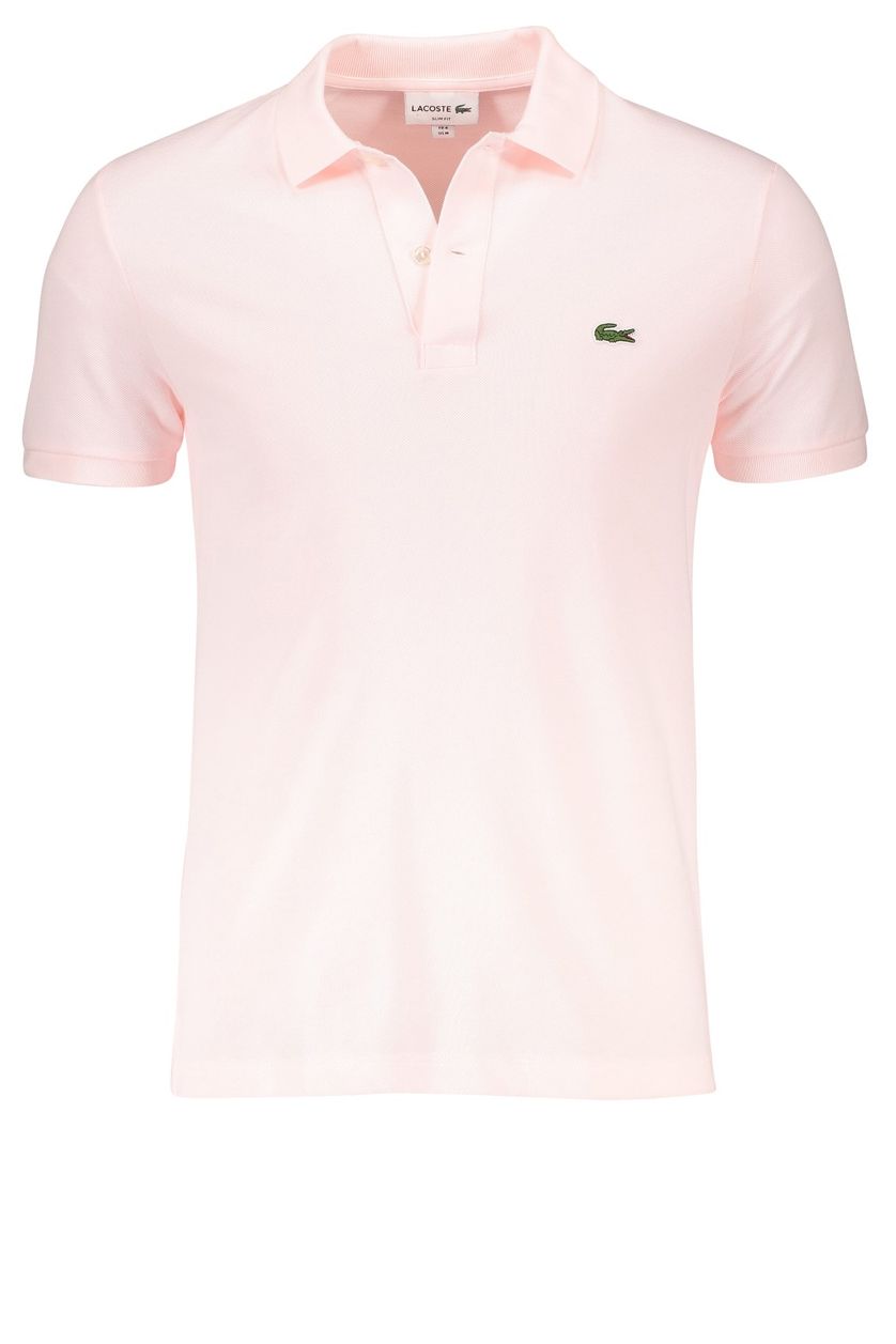 Polo Lacoste slim fit lichtroze