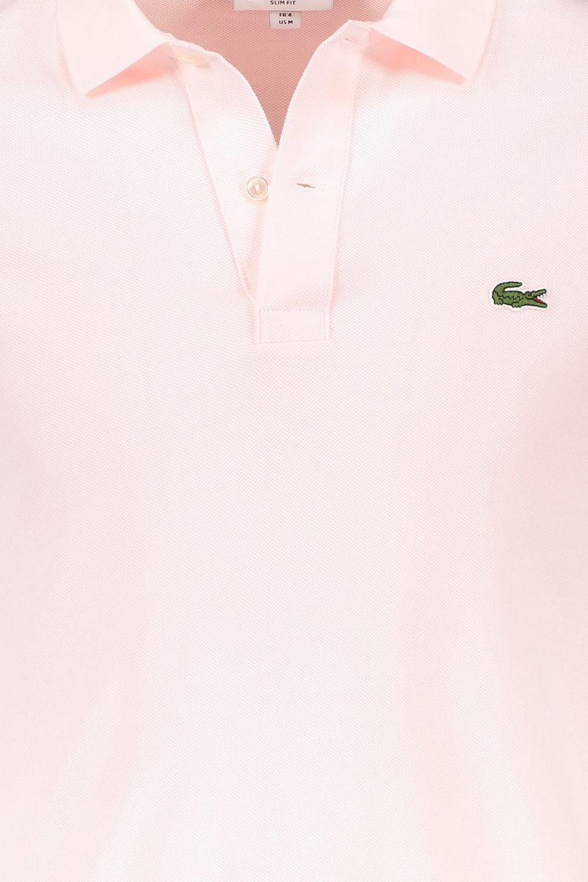 Polo Lacoste slim fit lichtroze