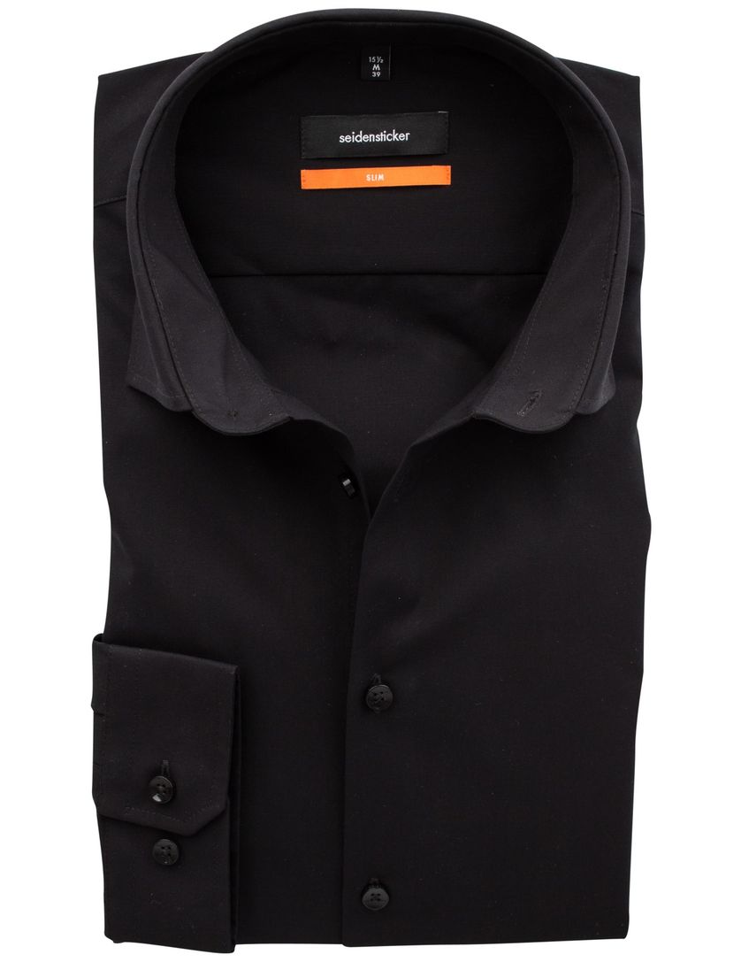 Seidensticker Slim overhemd zwart