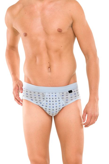 5=4 Schiesser Essentials slip lichtblauw motief 2-pack katoen