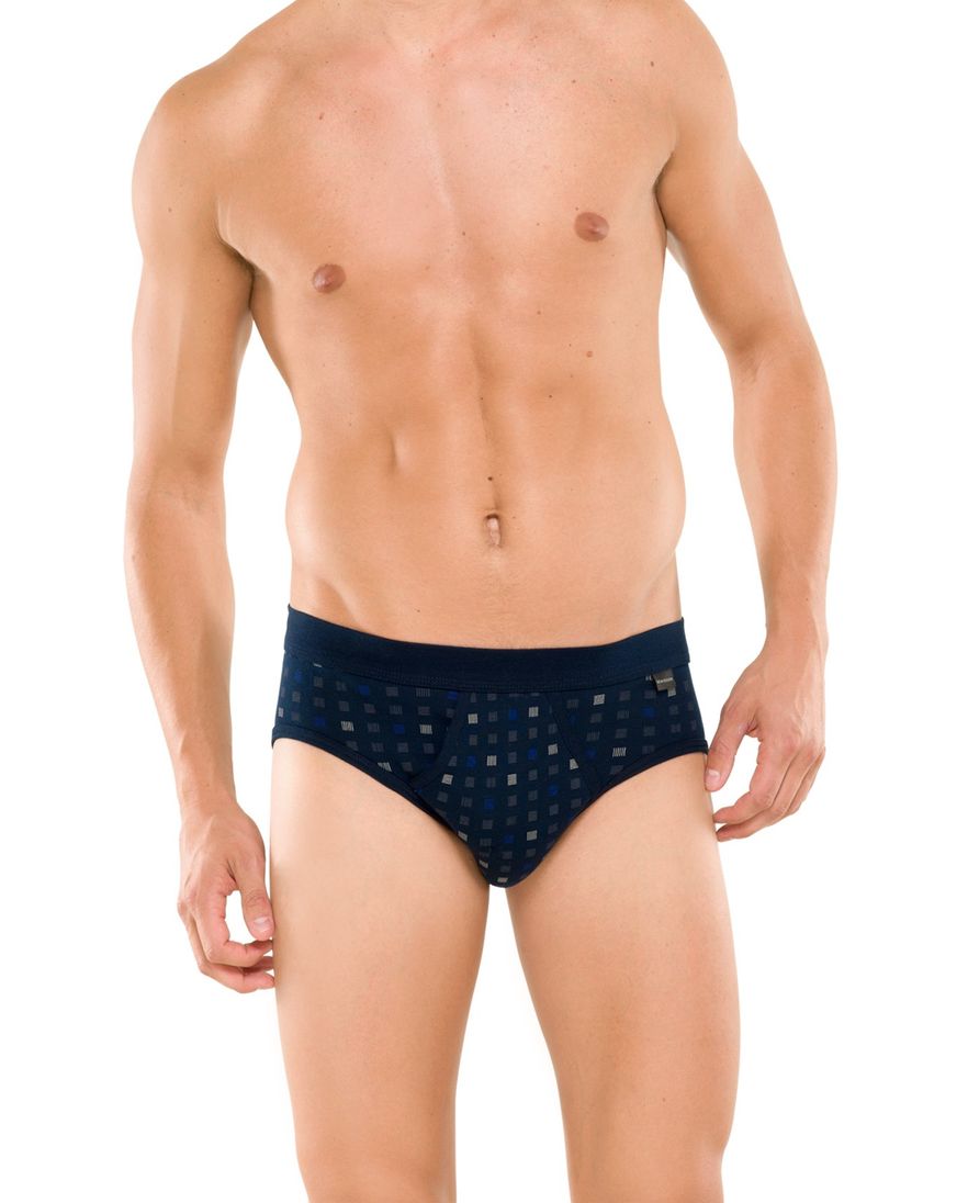 5=4 Schiesser Essentials slip donkerblauw motief 2-pack katoen