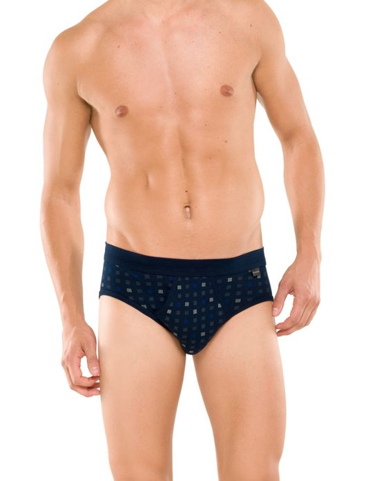 5=4 Schiesser slip donkerblauw motief 2-pack