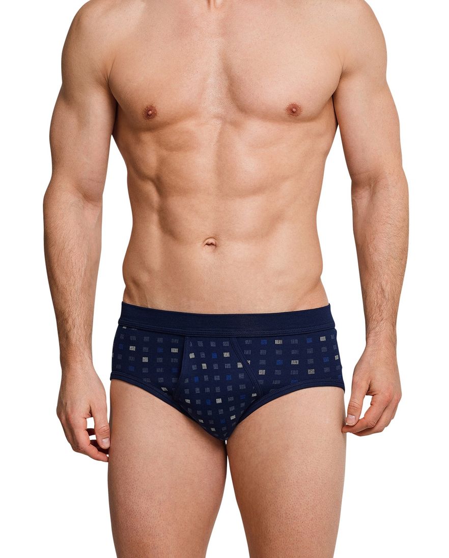 5=4 Schiesser Essentials slip donkerblauw motief 2-pack katoen