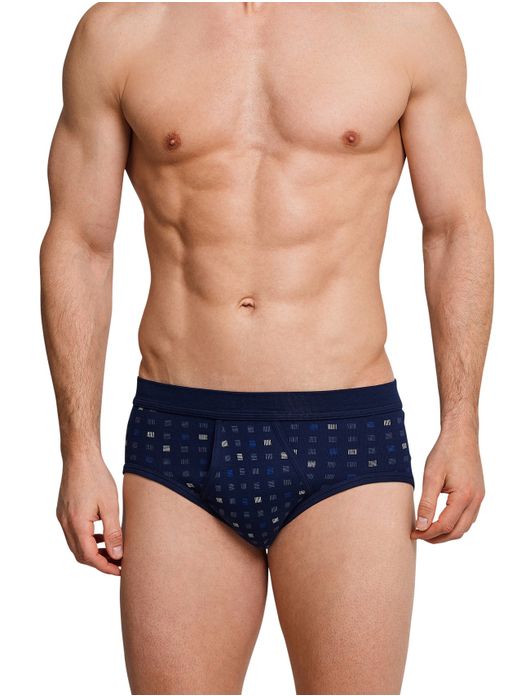 5=4 Schiesser slip donkerblauw motief 2-pack
