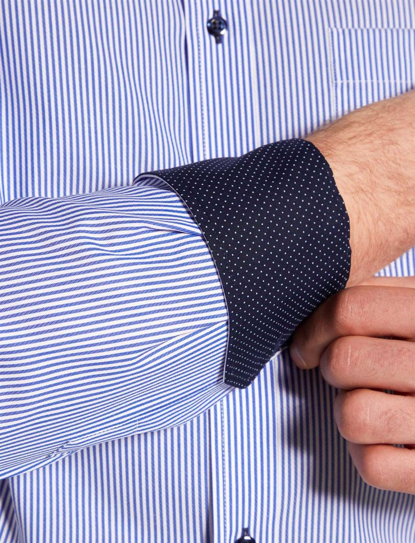 Eterna business overhemd Comfort Fit wijde fit blauw gestreept katoen