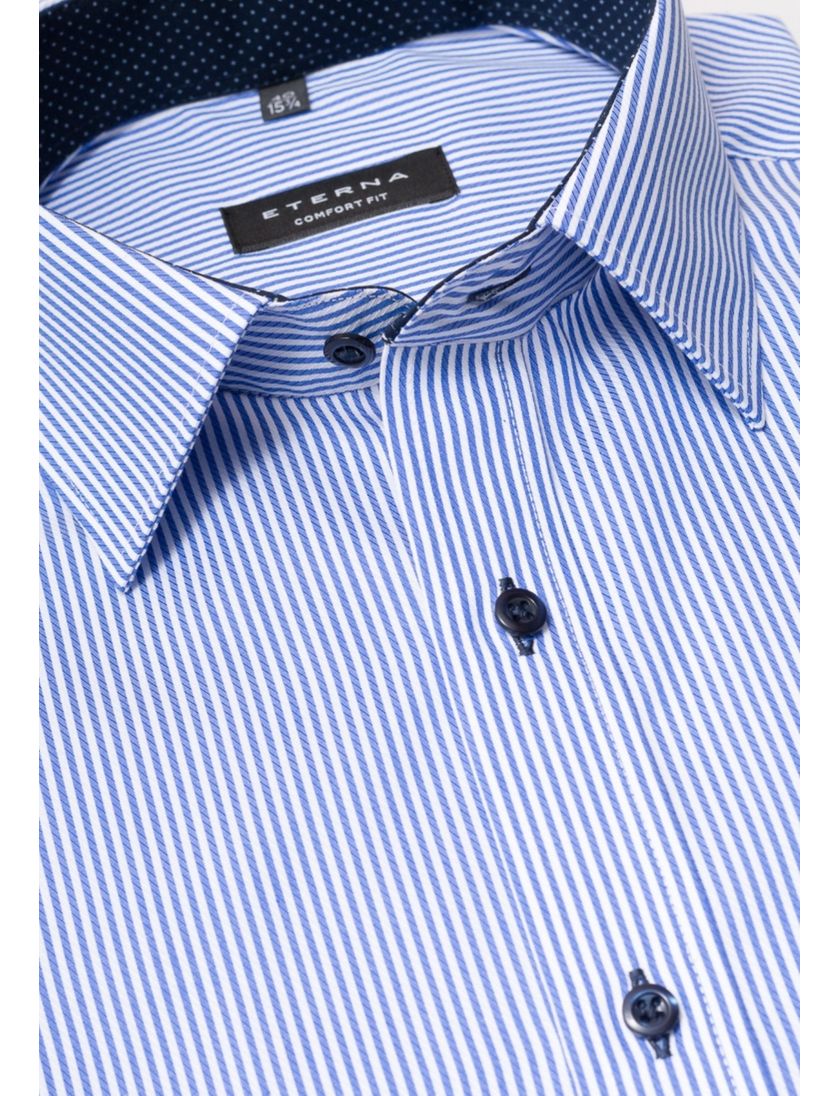 Eterna business overhemd Comfort Fit wijde fit blauw gestreept katoen