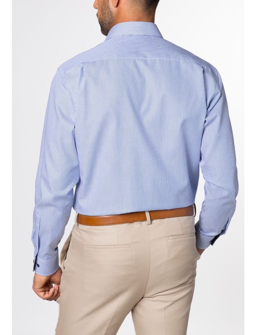 Eterna business overhemd Comfort Fit wijde fit blauw gestreept katoen