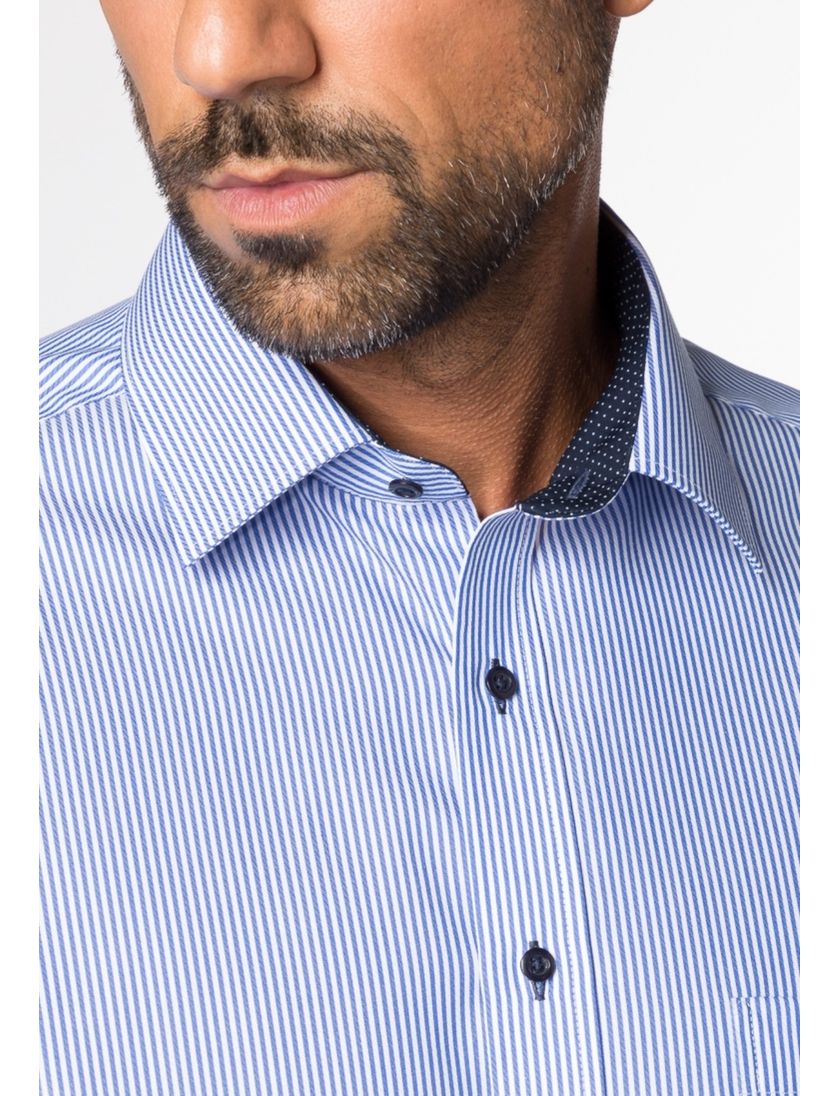 Eterna business overhemd Comfort Fit wijde fit blauw gestreept katoen