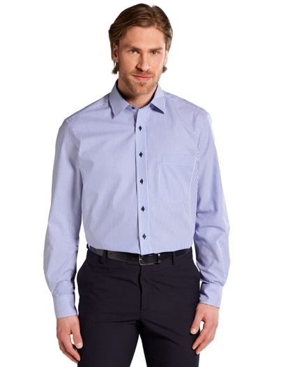 Eterna Eterna business overhemd Comfort Fit wijde fit blauw gestreept katoen