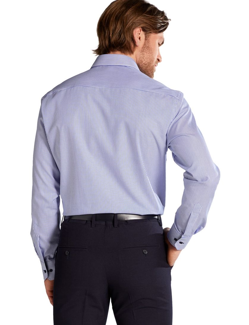 Eterna business overhemd Comfort Fit wijde fit blauw gestreept katoen